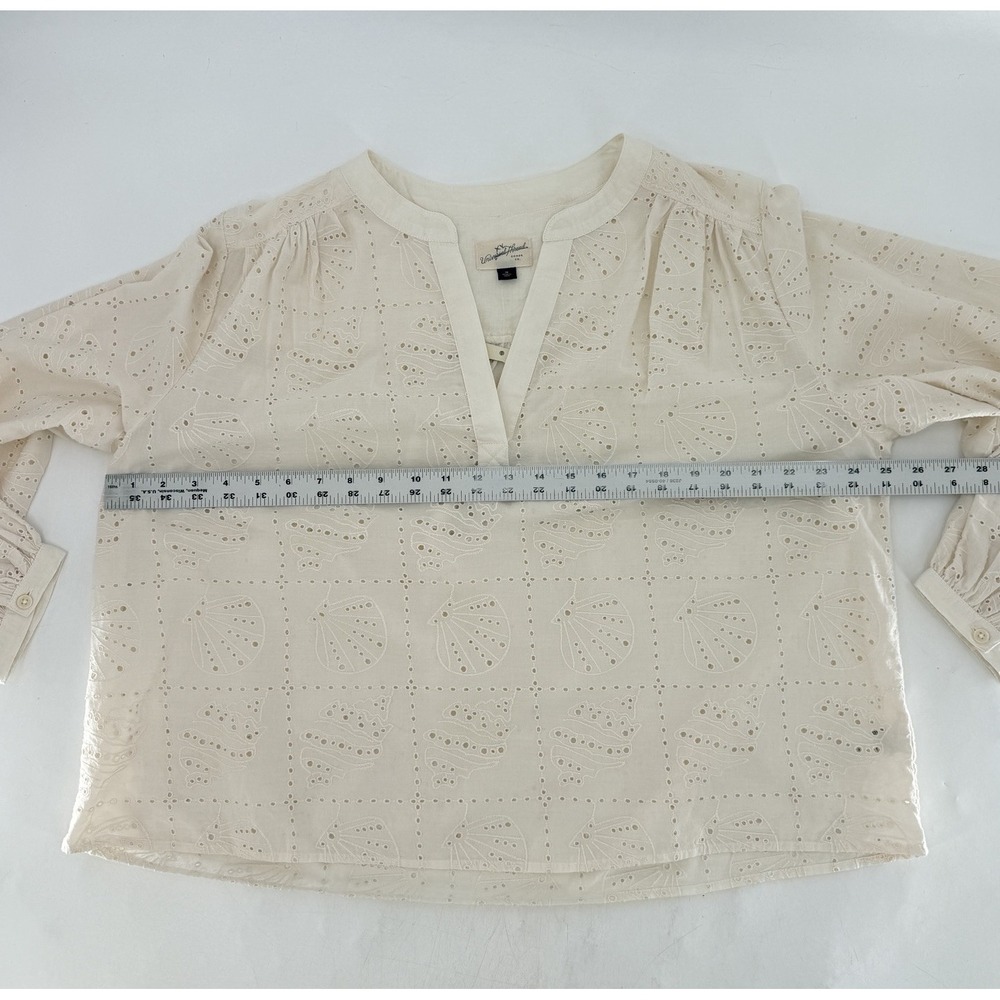 NWT Universal Thread Ivory Balloon Sleeve Eyelet Popover Blouse Sz M Boho Preppy - Picture 9 of 9